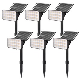 LUMLLSAJI Solar Spot Lights Outdoor, 6 Pack Landscape Spotlights 3 Lighting Modes IP65 Waterproof Adjustable Solar Panel House Light for Yard Garden