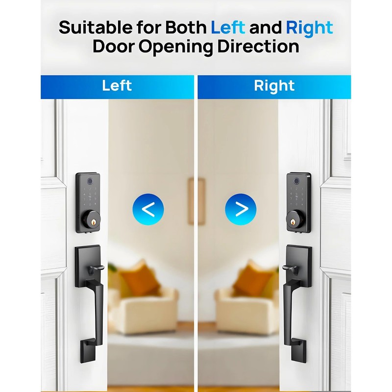 WiFi Smart Keyless Entry Door Lock Set w/Front Door Handle,