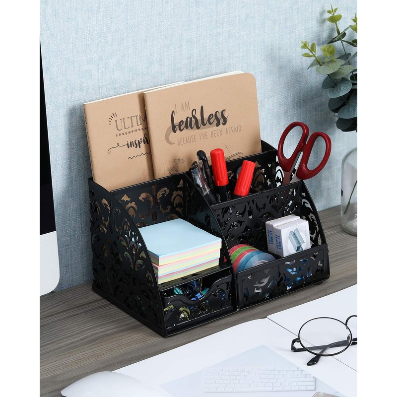 EasyPAG Office Accessories Desk Organizer Caddy with Drawer,Black
