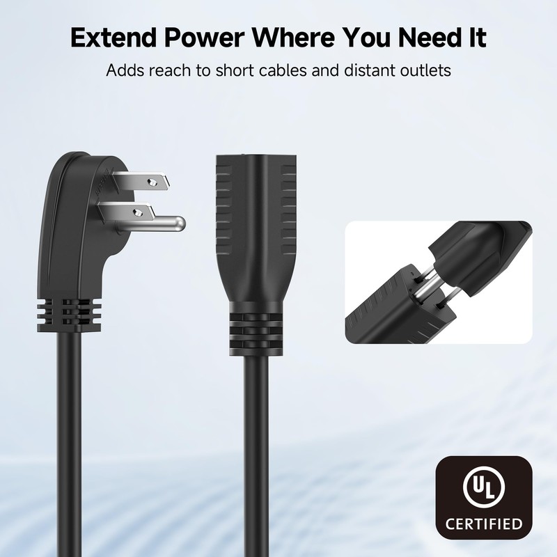 [UL Listed] Cable Matters 2-Pack Low Profile Flat Plug Extension