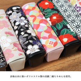 Komon Kobo 1207 Glasses Case Semi-Hard Glasses Case Futagoshi Crepe Kyoto Japanese Komono Edo Komon, Mai Cherry Blossom (Purple)