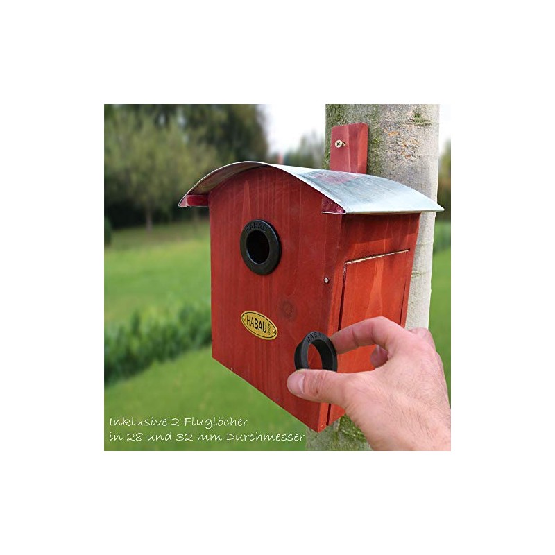 Habau 2964 nesting box, round roof, red