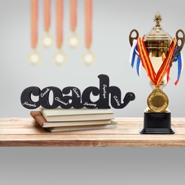 KOYILTD Coach Wood Word Sign with Pen Wooden Word Sign for Coach Black Letters Wooden Sign for Coach Basketball Coach Gifts Soccer Coach Gifts Coach Gifts for Men Women (Funny)