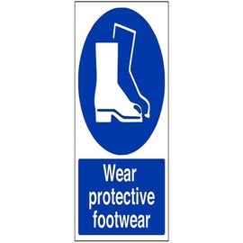 Mandatory Ppe - Wear Protective Footwear - 200 X 300mm Restickable Safety Sign