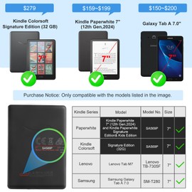 CoBak - Funda para Kindle Paperwhite de 7 pulgadas 12ª generación 2024 y Colorsoft con correa de mano, soporte y carga inalámbrica compatible con MagSafe, para lectura diaria y protección de Kindle