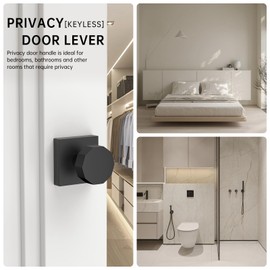KNOKLOCK 1 Pack Privacy Door Knobs,Matte Black Door Knobs Interior for Bedroom or Bathroom,Reversible Keyless for Left Right Handed Doors KL0004