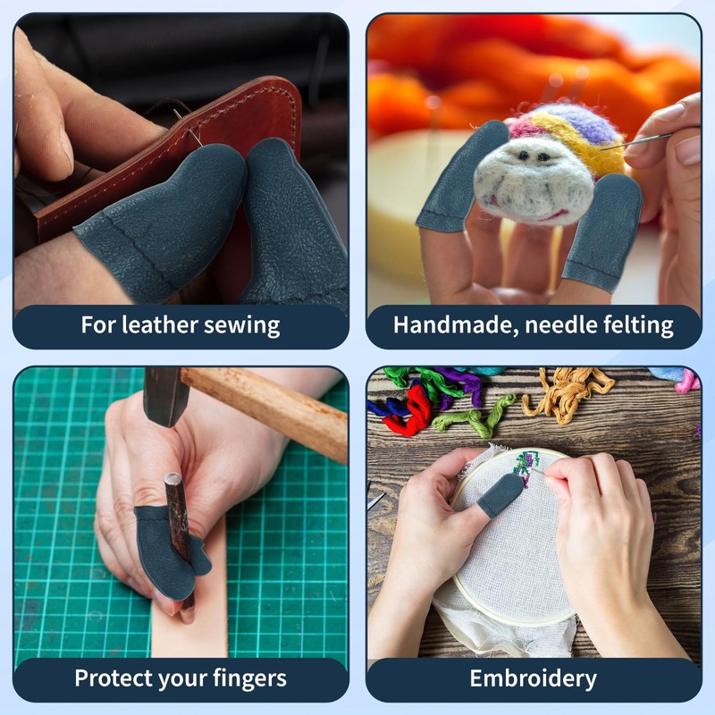 10 PCS Leather Finger Protector Needle - Needle Felting Knitting
