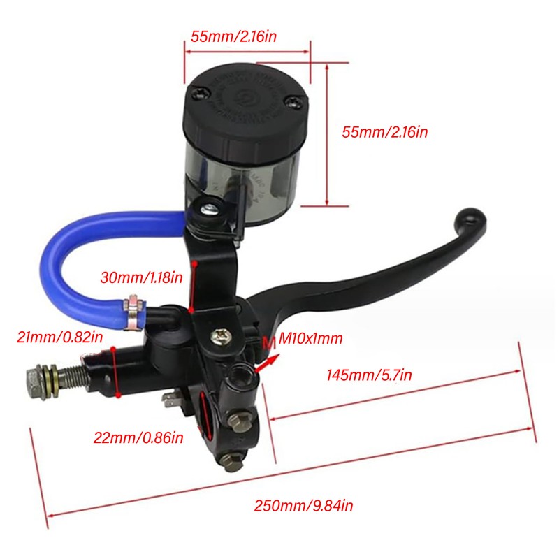 7/8in 22mm Brake Master Cylinder Lever with Dual Hydraulic Reservoir