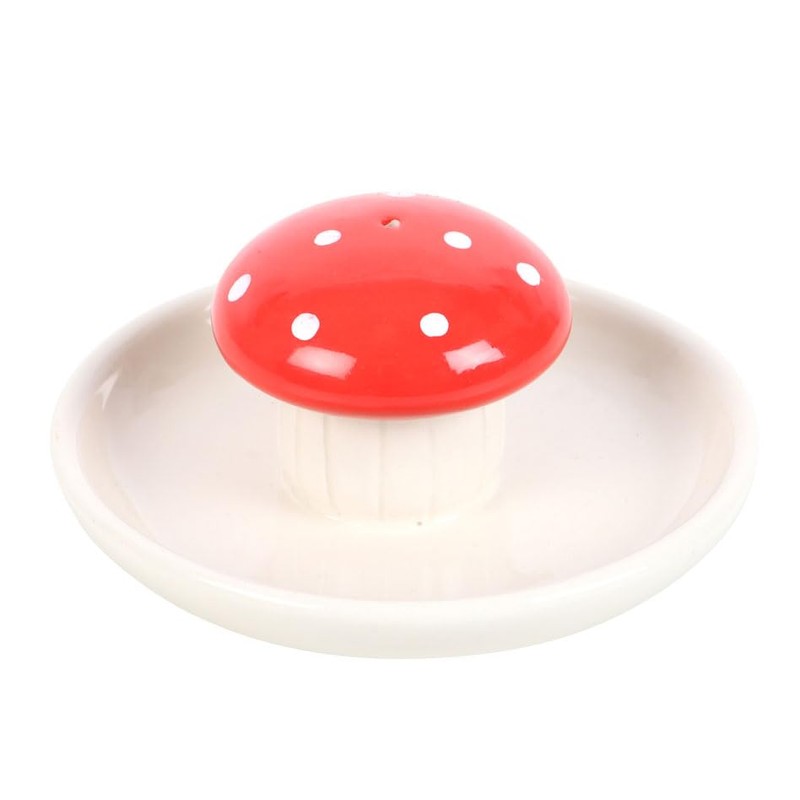 Whimsical Mushroom Incense Holder: Ceramic Design for Cheerful Decor &
