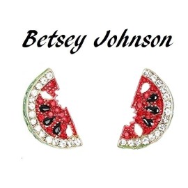 Betsey Johnson US Seller Betsey Johnson Crystal Watermelon Stud Earrings Fruit Summer