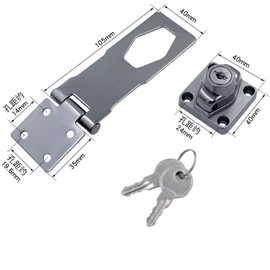 4 Inch Keyed Hasp Locks, Keyed Alike Twist Knob Keyed Locking Hasp, Metal Catch Latch Safety Lock for Cabinets, Drawers, Toolboxes, Different Door, Pack of 1 (Black)