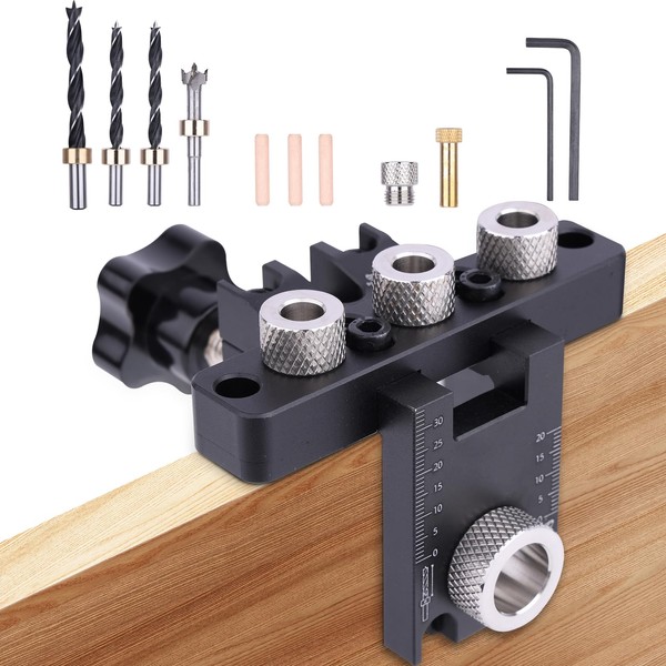 Quorium 3-in-1 Pocket Hole Jig Kit, 8/10/15 mm Pocket Hole