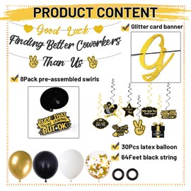 Going Away Party Decorations, Pre-Strung Good Luck Finding Better Coworkers Than Us Banner Hanging Swirls Balloons, Farewell Decorations for Office Retirement Coworkers Leaving Goodbye Party Decor