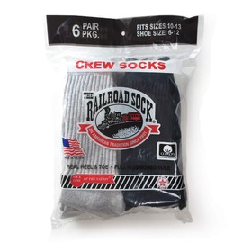 RAILROAD SOCK Crew Socks 6 Pairs (Grey/Black)