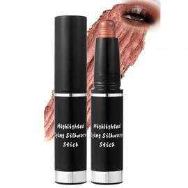Highlighted Lying Silkworm Stick Metallic Cream Eyeshadow - Shimmering Rose-Gold Long Lasting Waterproof Eye Makeup with Glitter, High Pigmented Blendable Formula for Sensitive Eyes, Eco-Friendly