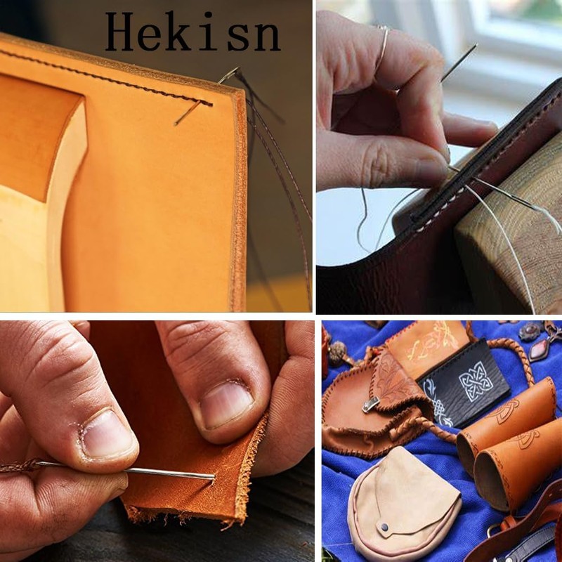 Aguja profesional de costura de piel con ojo grande Hekisek