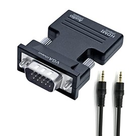 DTECH HDMI to VGA Adapter with 3.5mm Audio Port (PC HDMI Source Output to VGA TV) for Old Computer Monitor Laptop Projector 1080P Video (Female HDMI in, Male VGA Out adaptador)