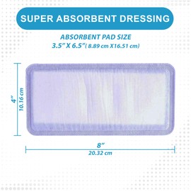 MedVance Super Absorbent Dressing, Dressing Pads for Wound Care, for Pressure Ulcers and 1st/2nd Degree Burns, Superior Moisture Absorbency Bandages, Box of 5 dressings (4"x8")