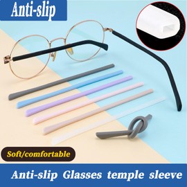 TORWOL Eyeglass Replacement Temples,Anti-Slip Long Silicone Glasses End Tips Ear Sleeve for Thin Metal Glasses Legs