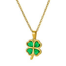 CZ Crystal Four Leaf Clover Pendant Necklace for Women Leaves Petals Floral Choker Necklace Vintage Irish Shamrock Statement Adjustable Pendant Necklace Jewelry