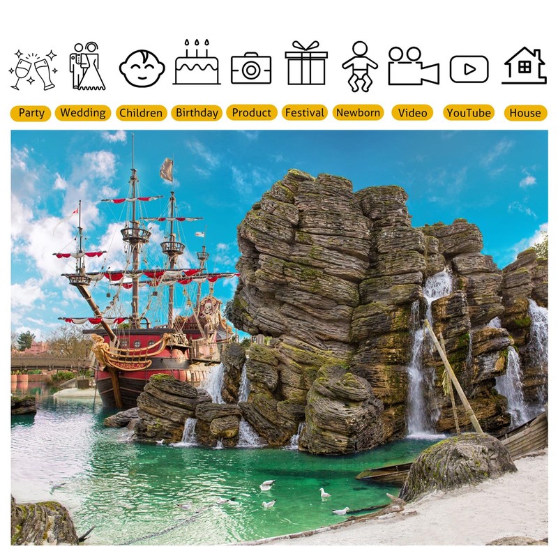 SADFA Pirate Island Backdrop 10x8ft Pirate Ship Theme Party Decorations