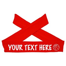 Design Your OWN Custom TIE Headband - Non Sparkle Flat Letters - Basketball Headband (RED)