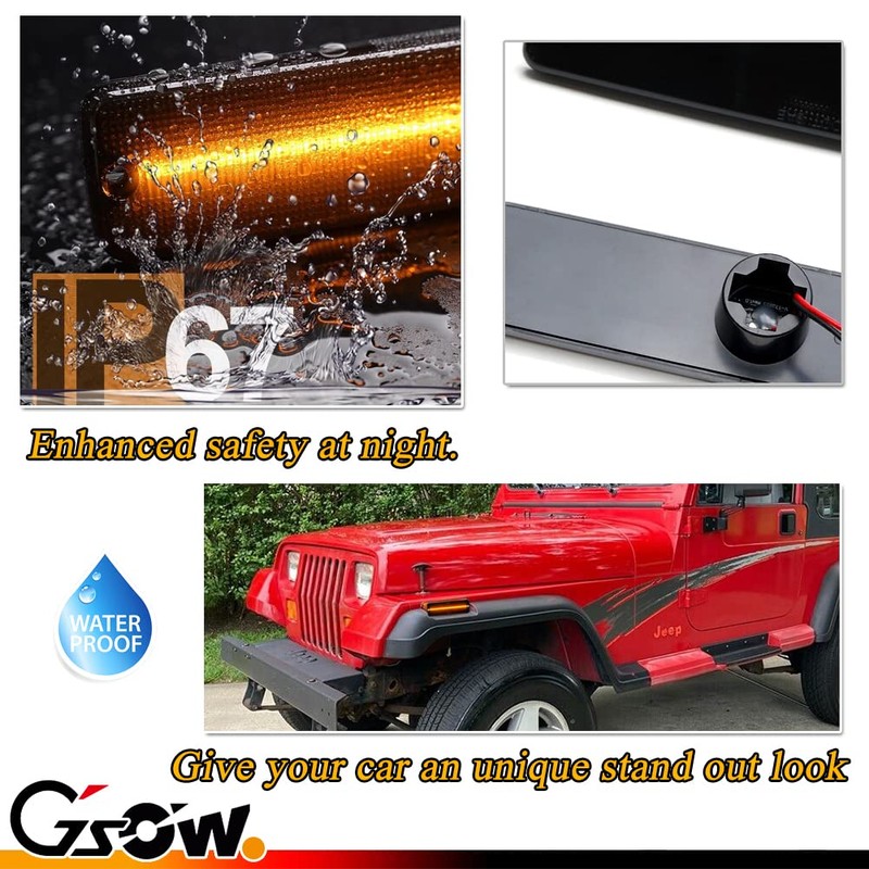 GSOWO 2 PCS Amber LED Side Marker Light for J-e-e-p