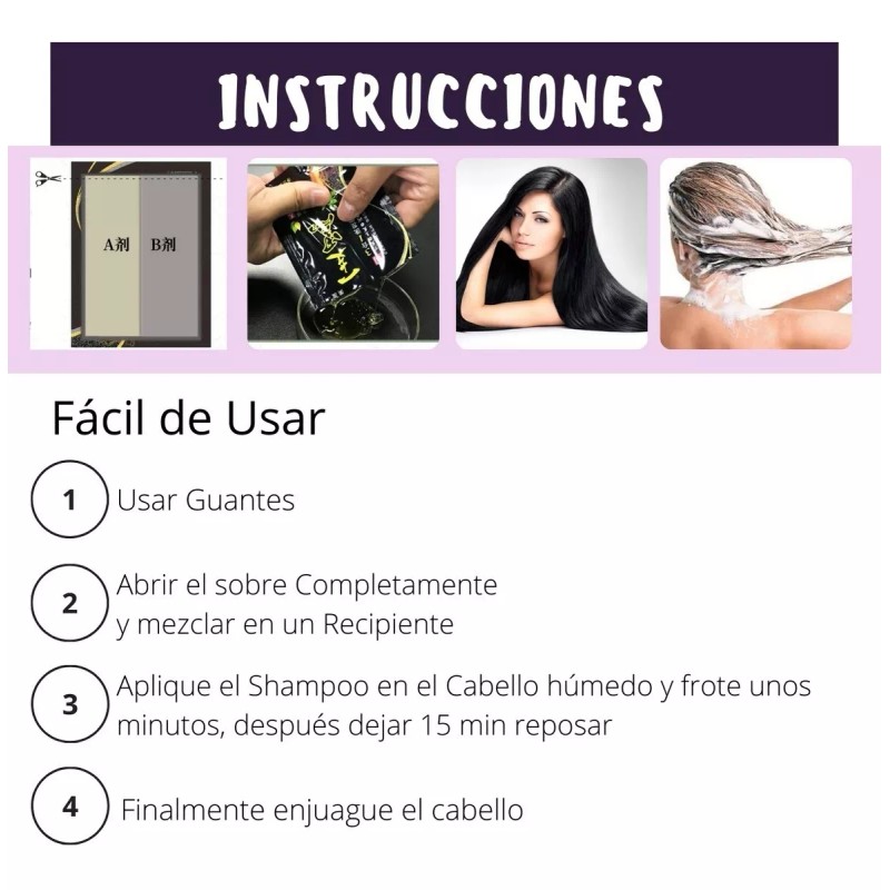 Universo en Linea Paquete 30 Shampoo Tinte Instantaneo 15min Cubre