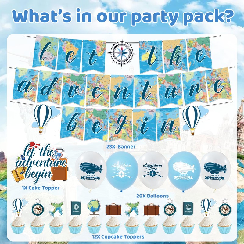 Travel Themed Party Decoration, Bon Voyage Party Decorations Include Let