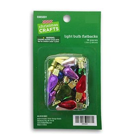 Christmas Crafts Multi-Color Christmas Metallic Light Bulb Flatback Embellishments - 18 Piece