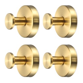 uxcell 4pcs Suction Cup Hooks, Reusable Towel Hooks No-Drill Shower Hook for Bathroom Window Glass Towels Robe Coat Hanger Gold