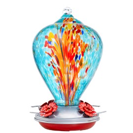 Muse Garden Hummingbird Feeders for Outdoors Hanging, Blown Glass Hummingbird Feeder Gifts for Women, Garden Decor Backyard Decor, Unique Gardening Gifts for Older Women, 34OZ, Comet