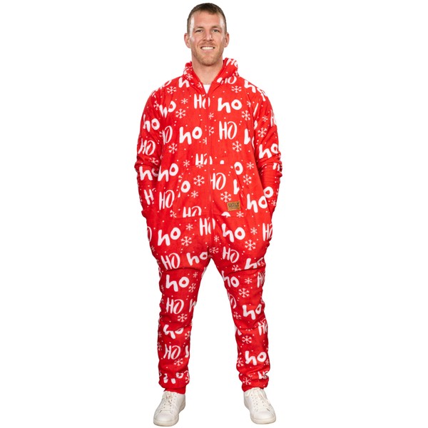UglyChristmasSweater Style Fair Isle Jumpsuit Cozy Adult Union Suit Pajamas