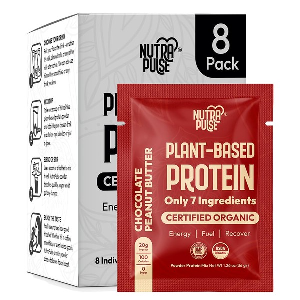 NUTRAPULSE Organic Vegan Protein Powder Sample Pack - Plant-Based Protein,
