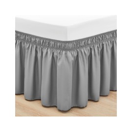 AzulHome Bed Skirts Dust Ruffle for King/California King Size Bed, 16 inch Tailored Drop with Adjustable Elastic Belt, Easy to Install and Clean, Hotel Quality Bedskirt (Grey)