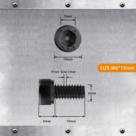 Cicidorai M6-1.0 x 10mm Socket Head Cap Screws, 12.9 Grade Alloy Steel, Black Oxide Finish, Machine Thread, Allen Socket Drive, Quantity 50
