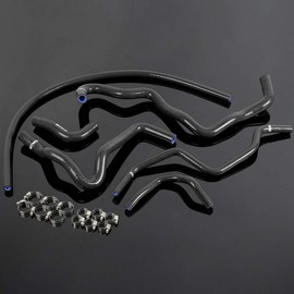 PIT66 Silicone Radiator Hose Kit,Compatible with 2001-2005 Honda Civic D17 1.7L Black with Clamps