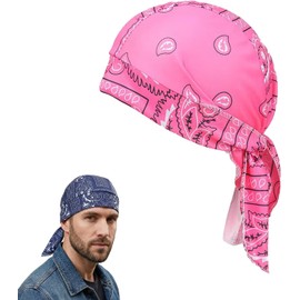 Paisley Cooling Head Scarf Cap Set, Motorcycle Pirate Head Wrap Safety Helmet Liner, Bandana Beanie