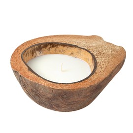 Restaurantware-Coco Casa 6.5 x 2.5 Inch Coconut Shell Candle, 1 Hand Poured Coconut Bowl Candle - Vanilla Fragrance, Double Wax Blend, Soy Wax Scented, Wooden Wick,