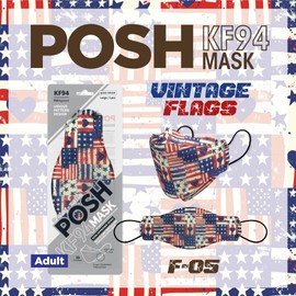 Posh KF94 Mask [Pack of 10 Vintage Flag Special - Adult (F05) (MADE IN KOREA)