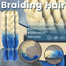 3 Pack Braiding Hair Ombre Braiding Hair 24 Inch Jumbo Braiding Hair Extension,Nature Synthetic Hair Extensions for Braid smulticolour（Beige/dark blue/B49）