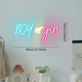 Neonawall Boy or Girl Neon Signs Gender Reveal for Pregnancy Party, USB Powered Light up Sign for Wall Decor,Dimmable LED Neon Light for Party Living Room Decor 15.7 x 7.9 inch