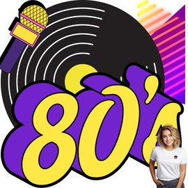 80s Iron On Decal, 3x3 Pocket Logo Heat Transfer for Retro Party Shirts, DIY, Vintage Music