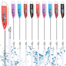 Copkim 10 Set Termómetro de alimentos impermeable para agua, líquido, vela y cocina. Termómetro digital de carne con sonda larga de lectura instantáne