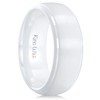 King Will 8mm White Ceramic Wedding Rings for Men Women