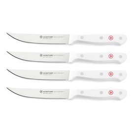 Wusthof 1125460401 Gourmet Four Piece Steak Knife Set, White Handles, 4, Black