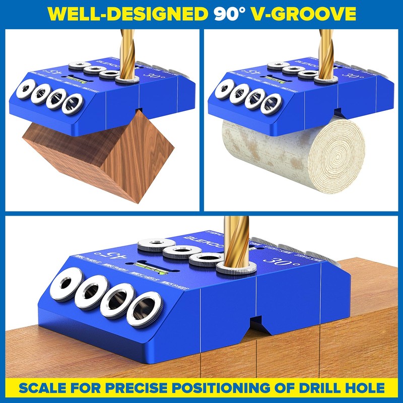 BLEKOO Angled Drill Guide Jig with Level, Drill Guide with