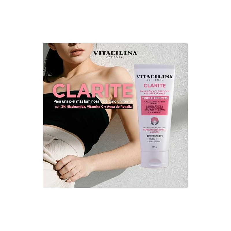 Clarite Emulsin Aclaradora 200 ml Con 3 Niacinamida, Vitamina C