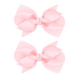 YanJie 2pcs 4'' Hair Bow Clips Red Pink Bowknot Hair Barrettes Hair Bowknot Ribbon Alligator Pink Love Heart Pattern Hairgrips Clips