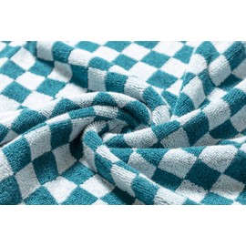 Madi-Cadi Luxurious Checkered Cotton Hand Towels Set of 5 - Soft, Absorbent, and Decorative Checkered Design for Bathroom, Kitchen, Gym, and Spa - 13 x 29 Inches for Any Occasion (Blue)